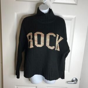 Elan Women's Mock Turtleneck "ROCK" Sweater Black ~ Size M